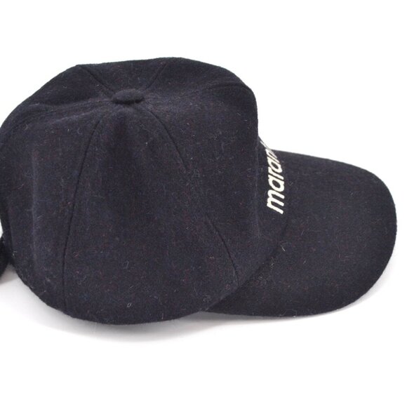 Isabel Marant Wool Tyron Cap Hat Midnight Blue Curved Brim Embroidered Logo - Picture 6 of 11